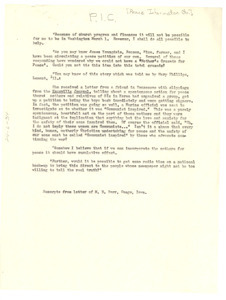Excerpts from letter of M. E. Dorr