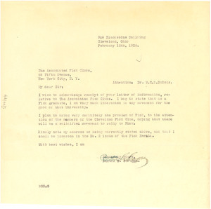Letter from Baxter S. Scruggs to The Associated Fisk Clubs