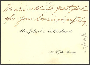 Note from Mrs. John E. Milholland to W. E. B. Du Bois