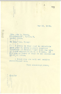 Letter from W. E. B. Du Bois to Ada M. Young