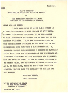 Letter From Calvin Coolidge To Charles D. B. King - Digital Commonwealth