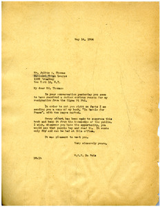 Letter from W. E. B. Du Bois to Julius A. Thomas