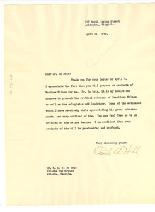 Letter from Paul A. Hill to W. E. B. Du Bois
