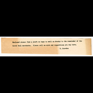 Draft memorandum from Grove Hall Board of Trade to Grove Hall businessmen concerning merchant-customer meeting to be held March 14, 1966 with notes