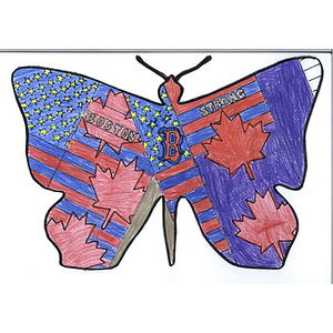 "Butterfly of Boston" made by student at Willow Way Public School (Ontario, Canada)