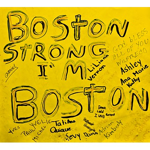 "Boston Strong, Iʻm Boston" poster left at the Copley Square Memorial