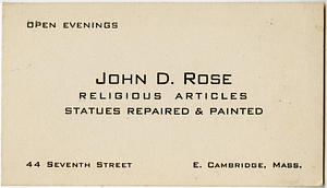 John D. Rose business card