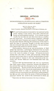 Hydrocephalus, its etiology and a curative operation based on same