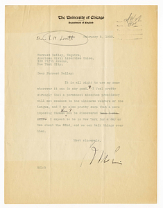 Letter from Robert Morss Lovett to Forrest Bailey, February 6, 1928