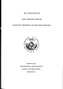 Induction Address of President John Edward Sawyer
