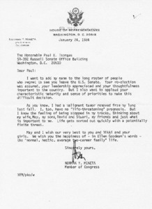 Letter from Norman Y. Minetato Paul E. Tsongas
