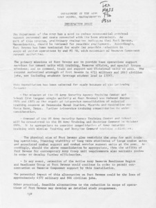 Information sheet: Fort Devens