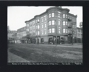 Buildings on east side of Dorchester Avenue from West Second to West First Streets