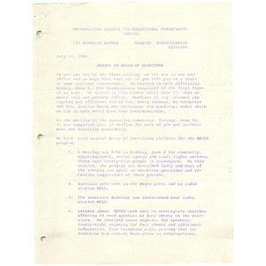 Report to the Board of Directors, July 14, 1966.