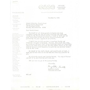 Letter, Boston Police Department, November 9, 1976.