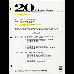 Meeting materials for November 1989