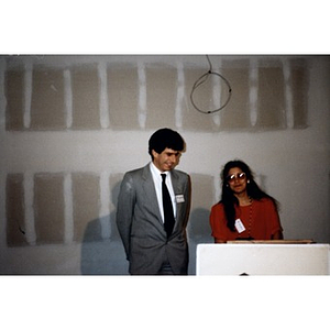 Roger Herzog (left) and Clara Garcia at the Taino Tower ribbon cutting ceremony.