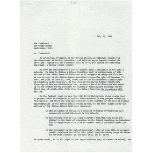 Letter to President Lyndon B. Johnson.