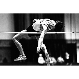 Andy Hirsh clears the bar during high jump competition at GBCs