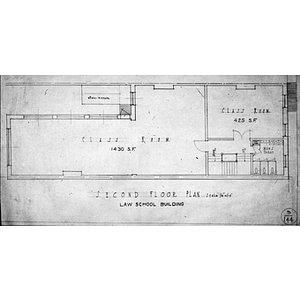 Floor plans for the second floor of the Law School Building