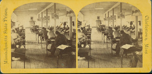 Stereograph of the Massachusetts State Prison School, Room A, Charlestown, Mass., undated