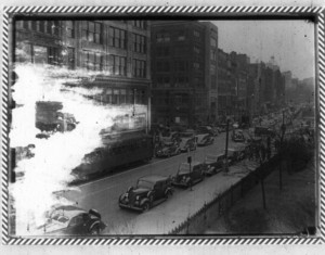 View of Boylston Street, possibly at Public Garden