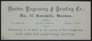 Trade card for the Boston Engraving and Printing Co., No. 37 Cornhill, Boston, Mass., undated