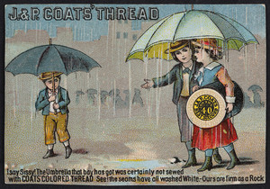 Trade card for J. & P. Coats' Thread 40, location unknown, undated