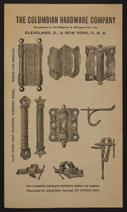 Circular for The Columbian Hardware Company, Cleveland, Ohio and New York, New York, undated