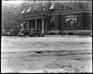 Exterior view of Boston City Hospital Relief Station, Haymarket Square, Boston, Mass., May 27, 1931