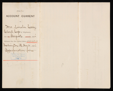 Accounts Current of Thos. Lincoln Casey - August 1886, August 31, 1886