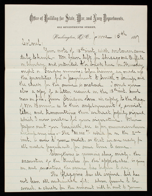 Ed. Sutherland to Thomas Lincoln Casey, June 15, 1887