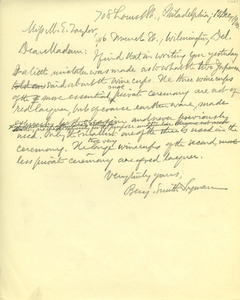 Letter from Benjamin Smith Lyman to Miss M. E. Taylor