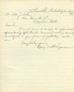 Letter from Benjamin Smith Lyman to Edward J. Nolan