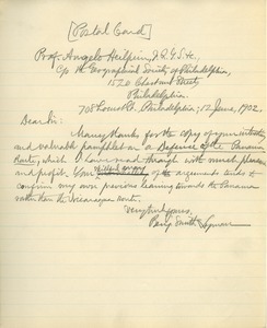 Letter from Benjamin Smith Lyman to Angelo Heilprin