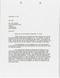 Letter from Mark H. McCormack to Bob Charles