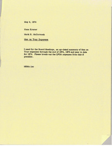 Memorandum from Mark H. McCormack to Hans Kramer