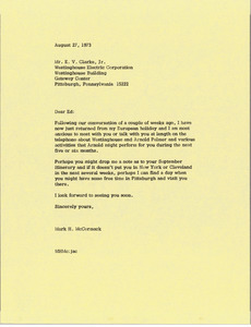 Letter from Mark H. McCormack to E. V. Clarke Jr.