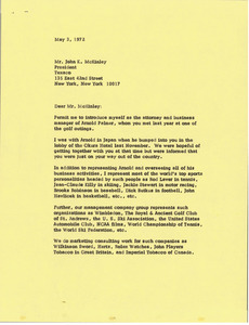 Letter from Mark H. McCormack to John K. McKinley