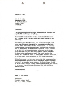 Letter from Mark H. McCormack to R. S. Laing