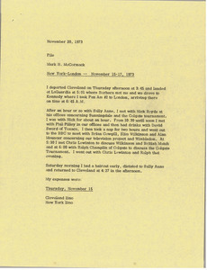 Memorandum from Mark H. McCormack to travel file