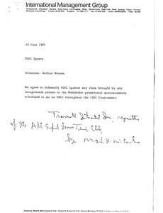 Letter from Mark H. McCormack to Arthur Watson