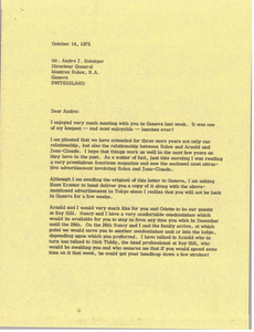 Letter from Mark H. McCormack to Andre J. Heiniger