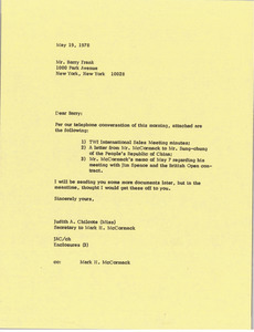 Letter from Judy A. Chilcote to Barry Frank