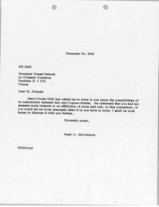 Letter from Mark H. McCormack to Hubert Patault