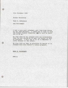 Memorandum from Mark H. McCormack to Arthur Rosenblum - Digital ...