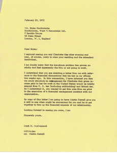 Letter from Mark H. McCormack to Bryan Southcombe