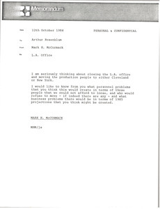 Memorandum from Mark H. McCormack to Arthur Rosenblum