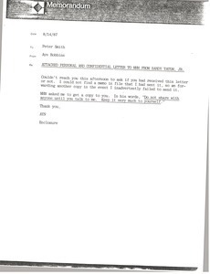 Memorandum from Ayn Robbins to Peter Smith