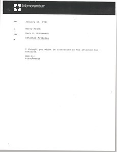 Memorandum from Mark H. McCormack to Barry Frank